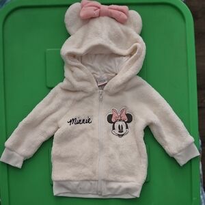 Disney Cream Hoodie with Minnie Mouse and Pink Bow